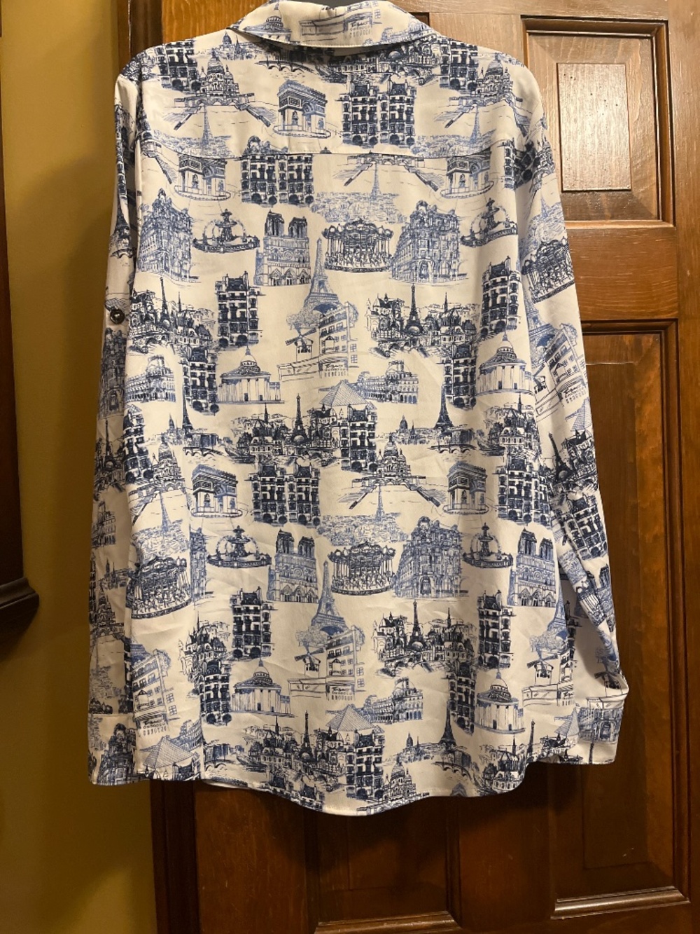 NWOT Karl Lagerfeld Blue/White Parisian City Scape Button Down Shirt. Sz.M. - Picture 6 of 14